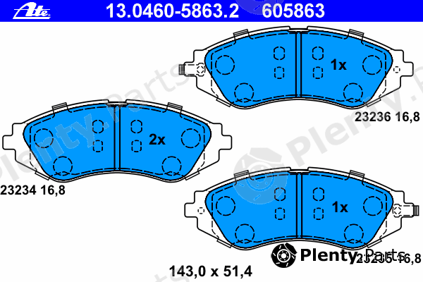  ATE part 13.0460-5863.2 (13046058632) Brake Pad Set, disc brake