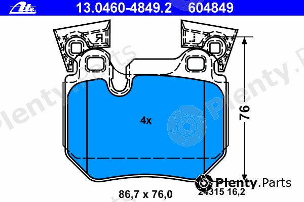  ATE part 13.0460-4849.2 (13046048492) Brake Pad Set, disc brake