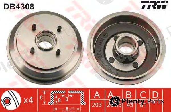  TRW part DB4308 Brake Drum