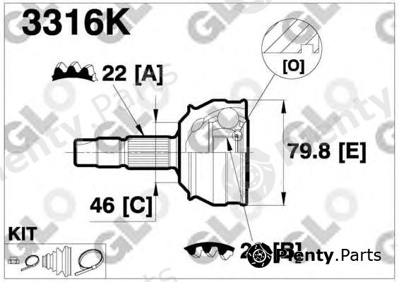  GLO part 3316K Joint Kit, drive shaft