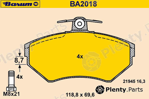  BARUM part BA2018 Brake Pad Set, disc brake