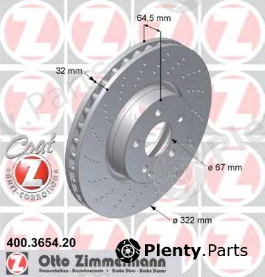  ZIMMERMANN part 400.3654.20 (400365420) Brake Disc