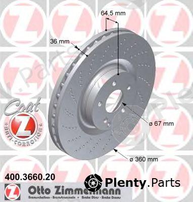  ZIMMERMANN part 400.3660.20 (400366020) Brake Disc