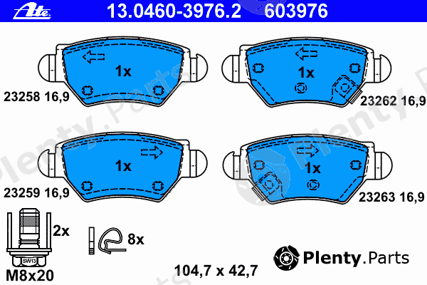  ATE part 13.0460-3976.2 (13046039762) Brake Pad Set, disc brake