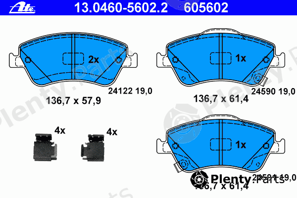  ATE part 13.0460-5602.2 (13046056022) Brake Pad Set, disc brake