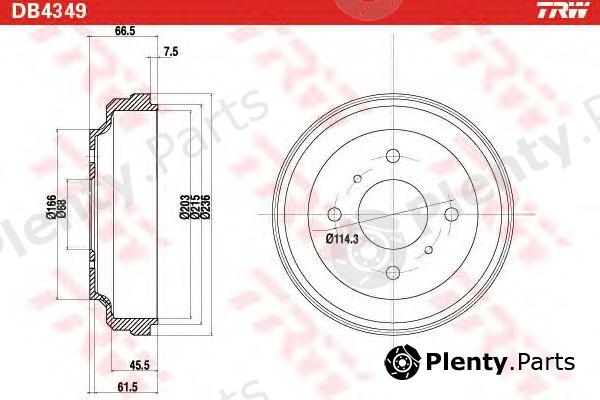  TRW part DB4349 Brake Drum