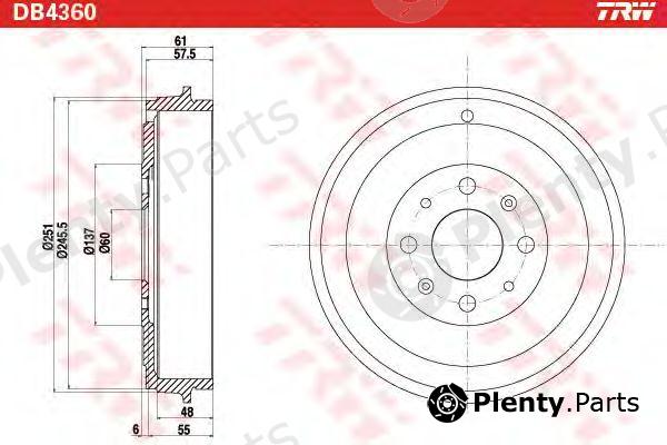  TRW part DB4360 Brake Drum