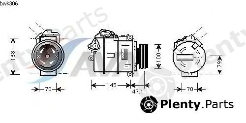  AVA QUALITY COOLING part BWK306 Compressor, air conditioning