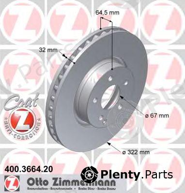  ZIMMERMANN part 400.3664.20 (400366420) Brake Disc