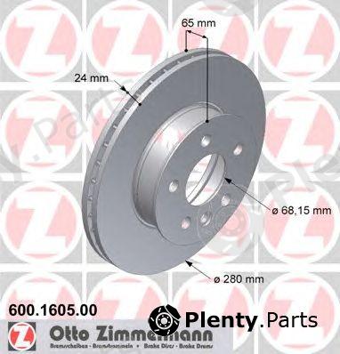  ZIMMERMANN part 600.1605.00 (600160500) Brake Disc