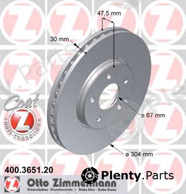  ZIMMERMANN part 400.3651.20 (400365120) Brake Disc