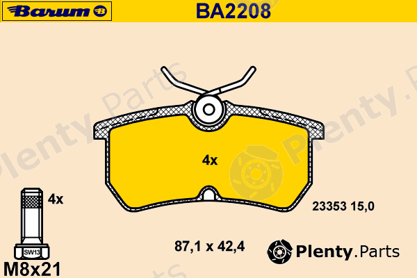  BARUM part BA2208 Brake Pad Set, disc brake