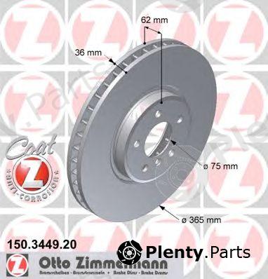  ZIMMERMANN part 150.3449.20 (150344920) Brake Disc