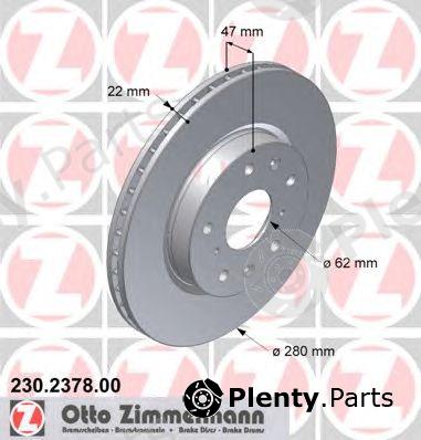  ZIMMERMANN part 230.2378.00 (230237800) Brake Disc