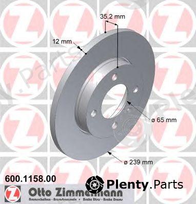  ZIMMERMANN part 600.1158.00 (600115800) Brake Disc