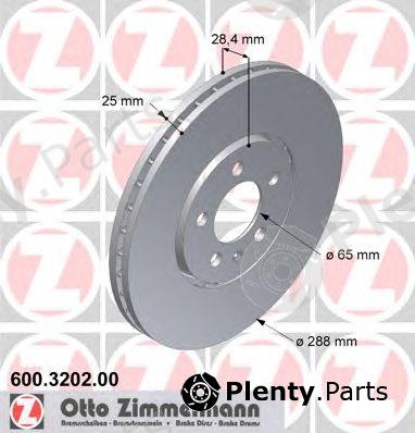  ZIMMERMANN part 600.3202.00 (600320200) Brake Disc