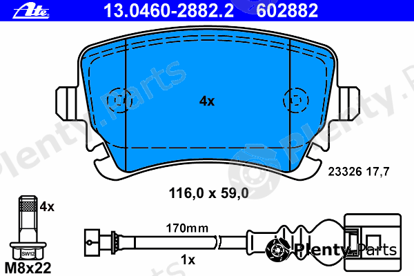  ATE part 13.0460-2882.2 (13046028822) Brake Pad Set, disc brake