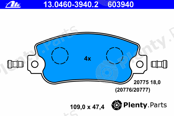  ATE part 13.0460-3940.2 (13046039402) Brake Pad Set, disc brake