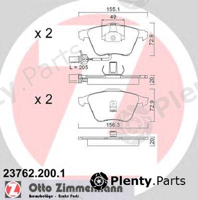  ZIMMERMANN part 23762.200.1 (237622001) Brake Pad Set, disc brake