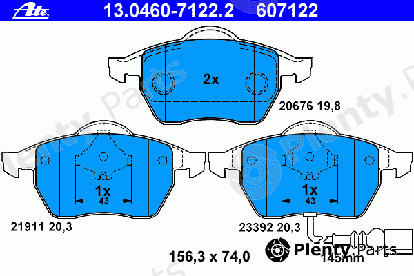  ATE part 13.0460-7122.2 (13046071222) Brake Pad Set, disc brake