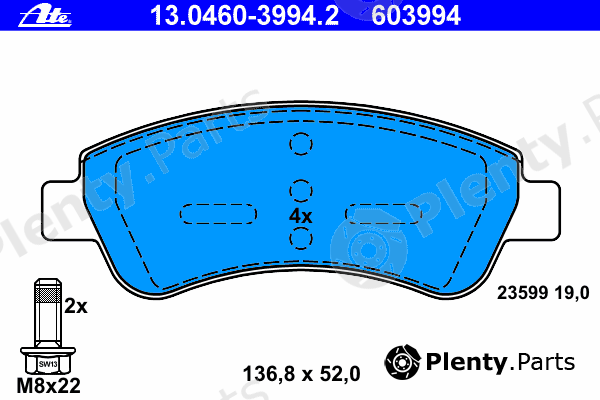  ATE part 13.0460-3994.2 (13046039942) Brake Pad Set, disc brake