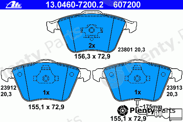  ATE part 13.0460-7200.2 (13046072002) Brake Pad Set, disc brake