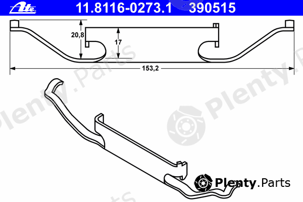  ATE part 11.8116-0273.1 (11811602731) Spring, brake caliper