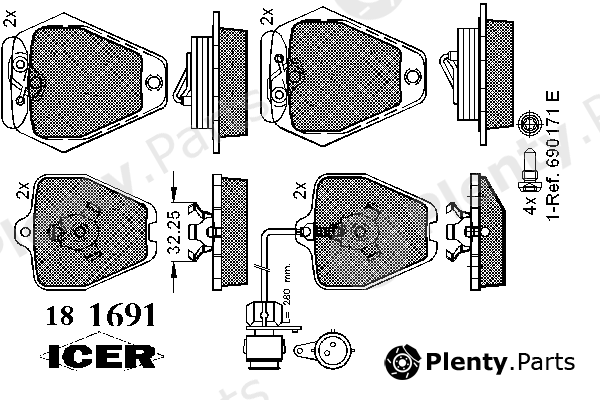  ICER part 181691 Brake Pad Set, disc brake