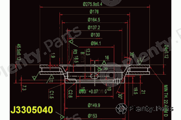  NIPPARTS part J3305040 Brake Disc