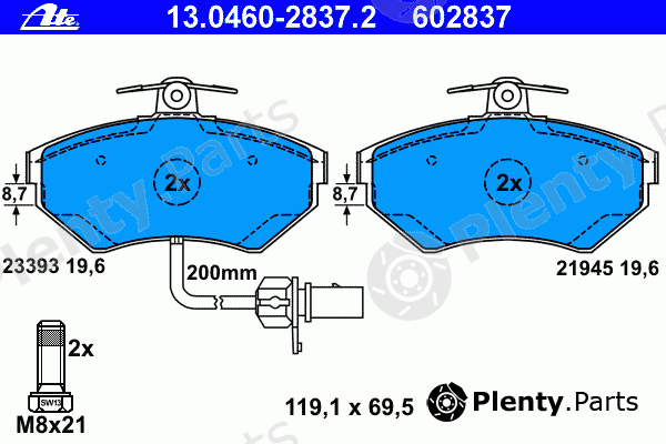  ATE part 13.0460-2837.2 (13046028372) Brake Pad Set, disc brake