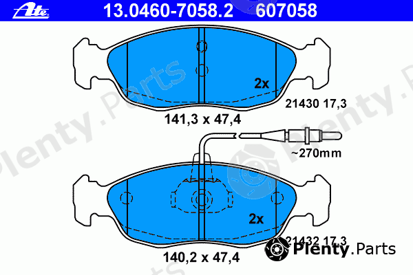  ATE part 13.0460-7058.2 (13046070582) Brake Pad Set, disc brake