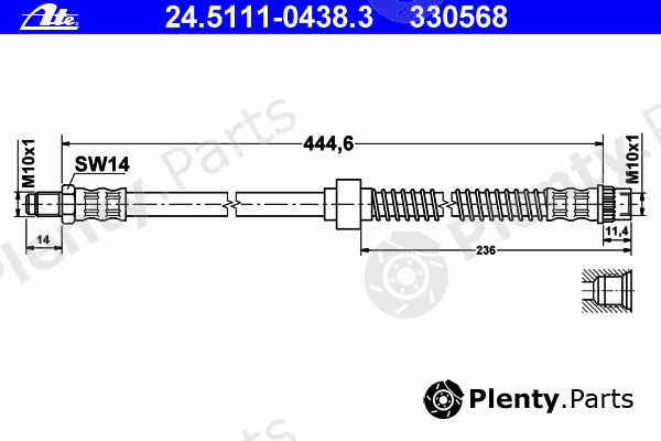  ATE part 24.5111-0438.3 (24511104383) Brake Hose