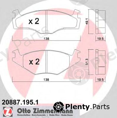  ZIMMERMANN part 20887.195.1 (208871951) Brake Pad Set, disc brake