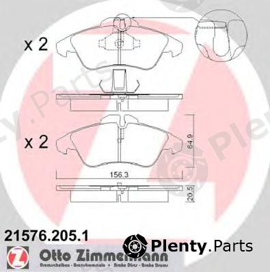  ZIMMERMANN part 21576.205.1 (215762051) Brake Pad Set, disc brake