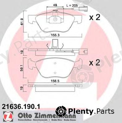  ZIMMERMANN part 21636.190.1 (216361901) Brake Pad Set, disc brake