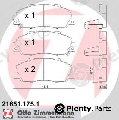  ZIMMERMANN part 21651.175.1 (216511751) Brake Pad Set, disc brake