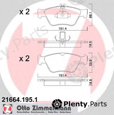  ZIMMERMANN part 21664.195.1 (216641951) Brake Pad Set, disc brake