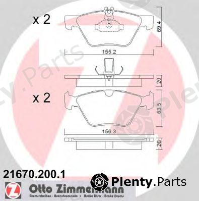  ZIMMERMANN part 21670.200.1 (216702001) Brake Pad Set, disc brake
