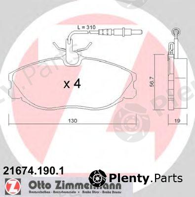  ZIMMERMANN part 21674.190.1 (216741901) Brake Pad Set, disc brake
