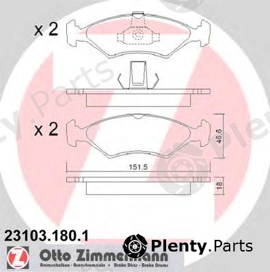  ZIMMERMANN part 23103.180.1 (231031801) Brake Pad Set, disc brake