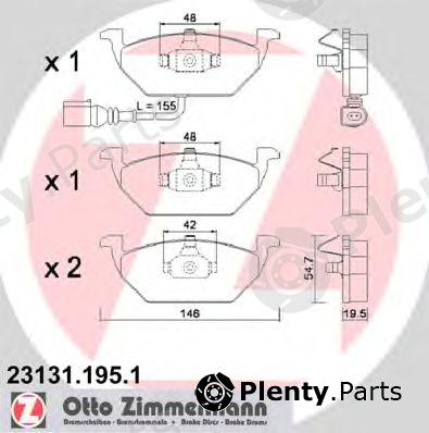 ZIMMERMANN part 23131.195.1 (231311951) Brake Pad Set, disc brake
