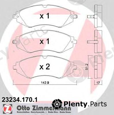  ZIMMERMANN part 23234.170.1 (232341701) Brake Pad Set, disc brake