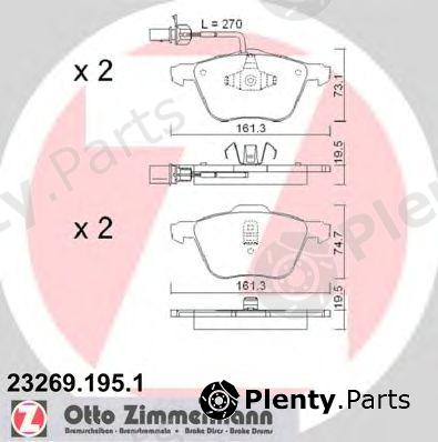  ZIMMERMANN part 23269.195.1 (232691951) Brake Pad Set, disc brake