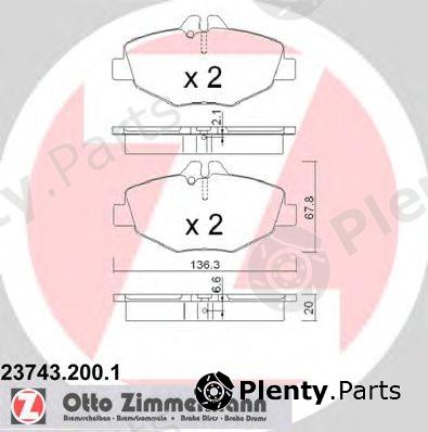  ZIMMERMANN part 23743.200.1 (237432001) Brake Pad Set, disc brake