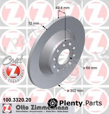  ZIMMERMANN part 100.3320.20 (100332020) Brake Disc