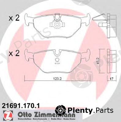  ZIMMERMANN part 21691.170.1 (216911701) Brake Pad Set, disc brake