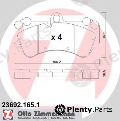  ZIMMERMANN part 23692.165.1 (236921651) Brake Pad Set, disc brake