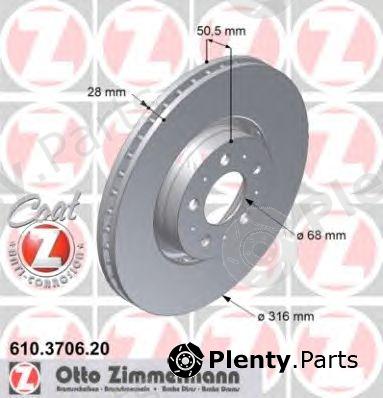  ZIMMERMANN part 610.3706.20 (610370620) Brake Disc