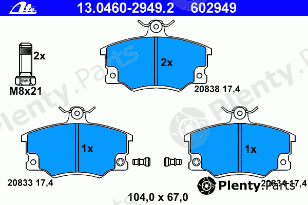  ATE part 13.0460-2949.2 (13046029492) Brake Pad Set, disc brake