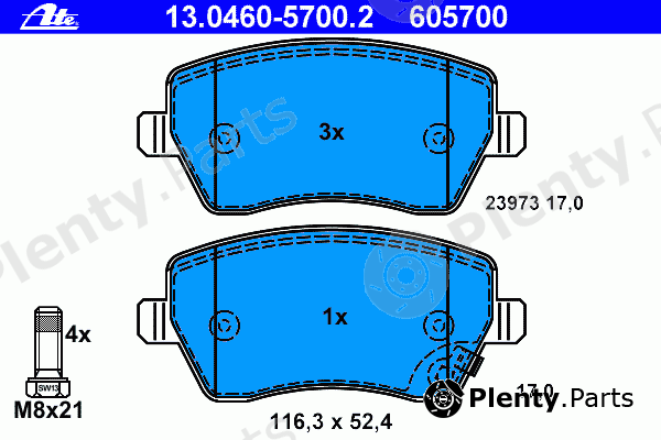  ATE part 13.0460-5700.2 (13046057002) Brake Pad Set, disc brake